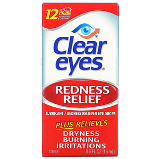 Clear Eyes, Rötungslinderung, Gleitmittel/Rötungsschutz-Augentropfen, 15 ml (0,5 fl. oz.)