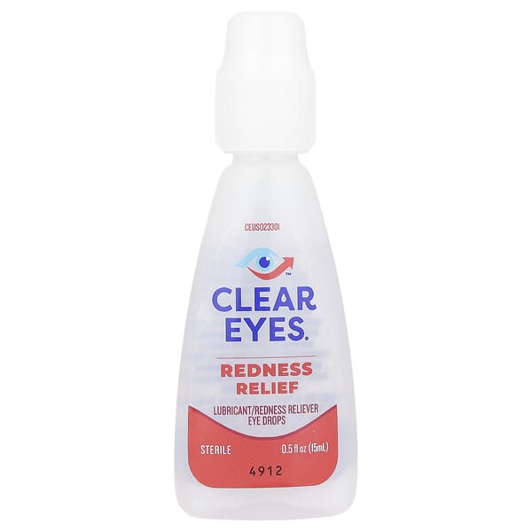 Clear Eyes, เรดเนสรีลีฟ ยาหยอดตาเพิ่มความชุ่มชื้น/รักษาตาแดง ขนาด 0.5 ออนซ์ (15 มล.)