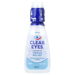 Clear Eyes, Triple Relief, Lubricant/Redness Reliever Eye Drops, 0.5 fl oz (15 ml)