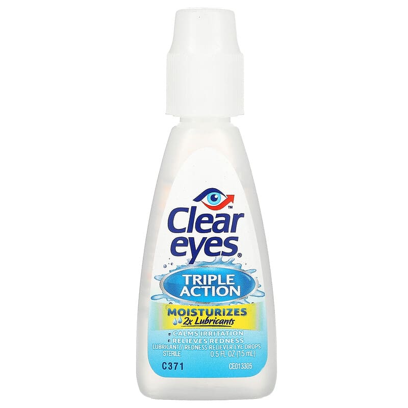 Clear Eyes Triple Relief Eye Drops, Relieves Redness & Calms Irritation,  0.5 Fl Oz