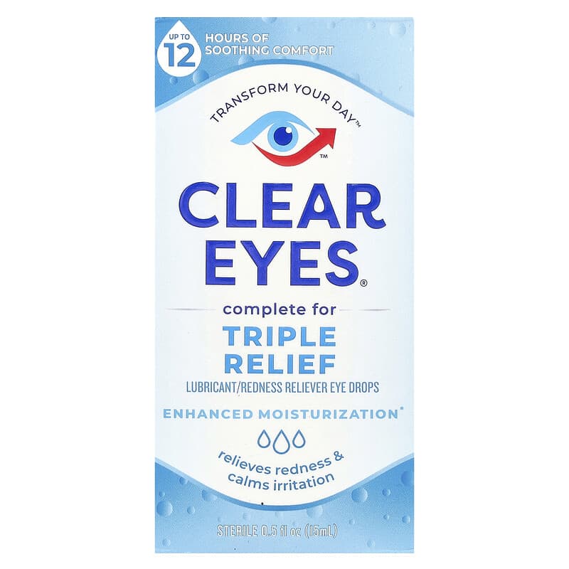 Triple accin, Gotas para los ojos lubricantes y para aliviar el  enrojecimiento, 15 ml (0,5
