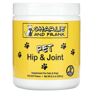Charlie and Frank, Suplemento para las caderas y las articulaciones de las mascotas, Para gatos y perros, 120 comprimidos masticables blandos
