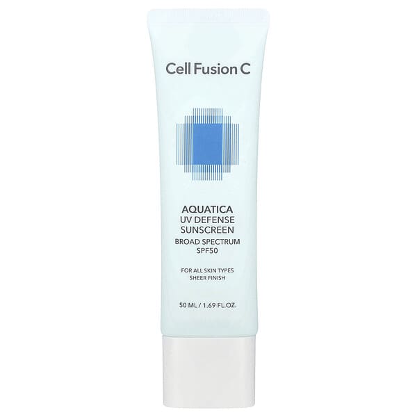 Cell Fusion C, Aquatica UV 디펜스 자외선 차단제, 모든 피부용, SPF 50, 50ml(1.69fl oz)