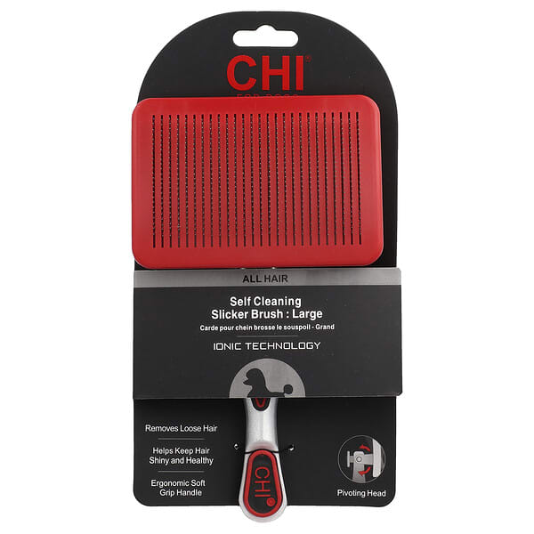 CHI for Dogs, Brosse lissante autonettoyante, Pour chiens, Grande, 1 pièce