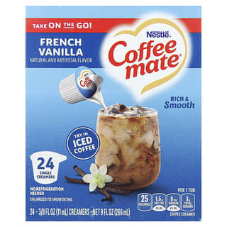 Coffee Mate, Tekutá kávová smetana, francouzská vanilka, 24 jednoduchých smetan, 3/8 fl oz (11 ml)