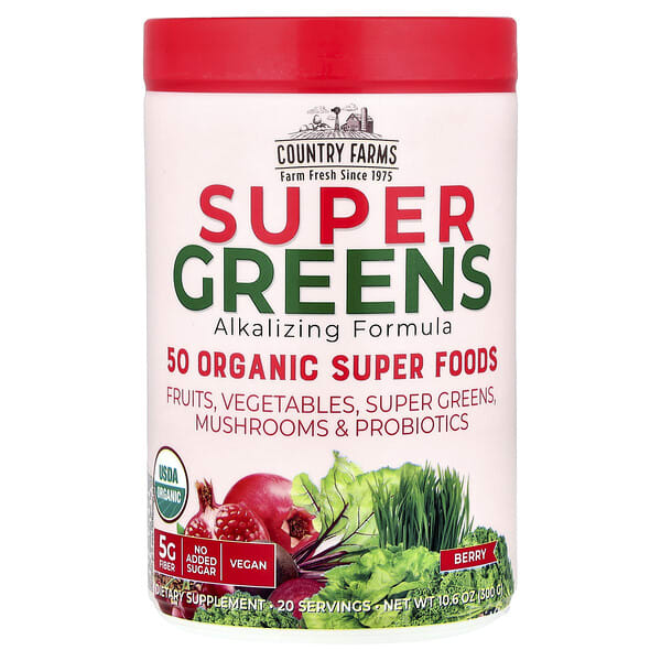 Super Greens, Alkalizing Formula, Berry, 10.6 oz (300 g)