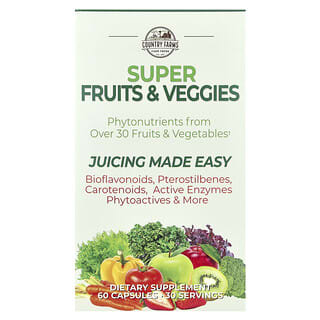 Country Farms, Súper frutas y vegetales, Fórmula natural de frutas y vegetales, 60 cápsulas