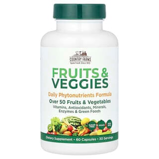 Country Farms, Súper frutas y vegetales, Fórmula natural de frutas y vegetales, 60 cápsulas