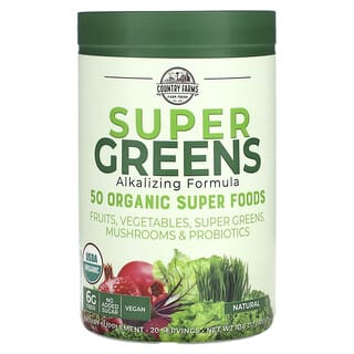 Country Farms, Super Greens, Fórmula alcalinizante, Sin sabor`` 300 g (10,6 oz)