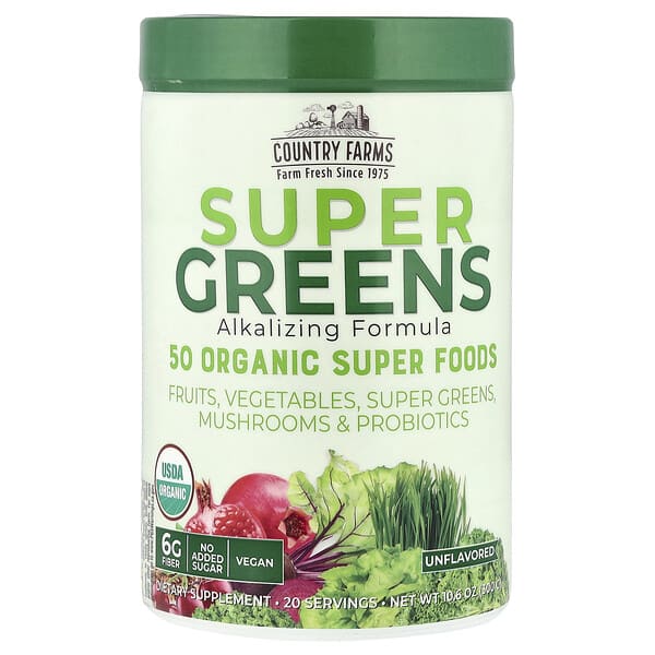 Super Greens, Alkalizing Formula, Unflavored, 10.6 oz (300 g)
