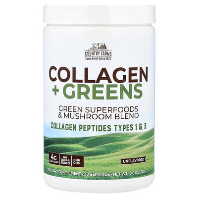 Country Farms, Collagen + Leafy Greens, Unflavored, 10.6 oz (300 g)