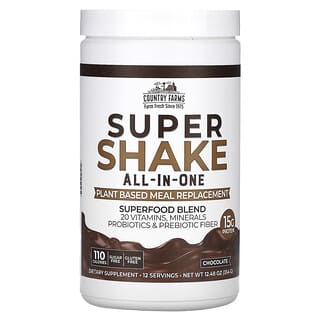 Country Farms, Super Shake, All-In-One, Chocolate, 12.48 oz (354 g)