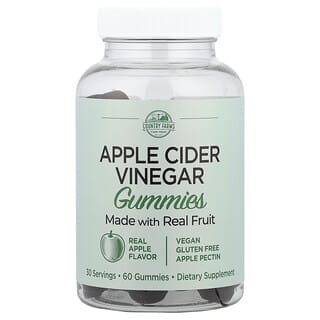Country Farms, Elma Sirkesi Sakızları, Gerçek Elma, 60 Sakız (Sakız başına 250 mg)