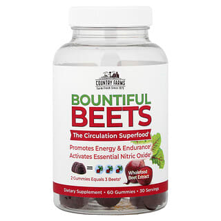 Country Farms, Bountiful Beets Gummies, Wholefood Beet Extract, 60 Gummies