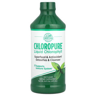 Country Farms, Chloropure 液體葉綠素，薄荷味，16 液量盎司（473 毫升）
