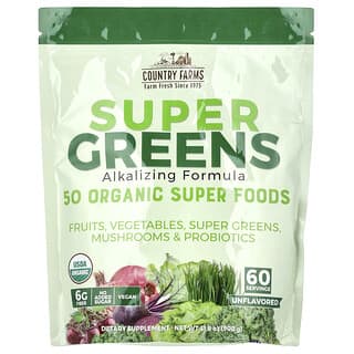 Country Farms, Super Greens, подщелачивающая формула, без добавок, 900 г (31,8 унции)