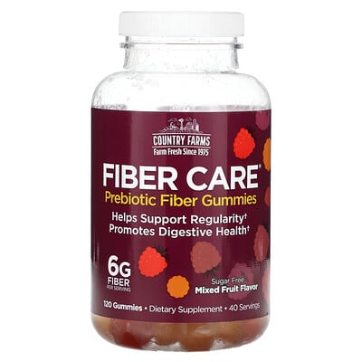 Country Farms, Fiber Care, Prebiotic Fiber Gummies, Fruit Mix, 6 g, 120 gummies (2 g each gummy)