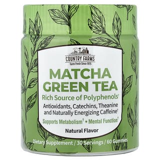 Country Farms, Matcha grønn te, naturlig, 60 gummier (12.5 mg per gummi)