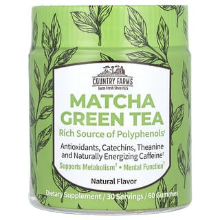 Country Farms, Matcha Green Tea, Natural, 60 Gummies