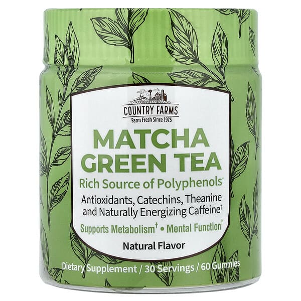 Country Farms, Matcha Green Tea, Natural, 60 Gummies (12.5 mg per Gummy) — product photo 1