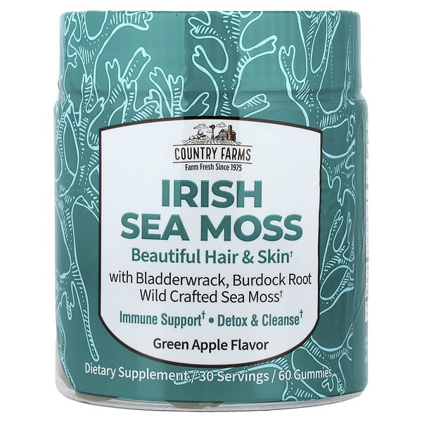 Country Farms, Irish Sea Moss Gummies, Green Apple , 60 Gummies — product photo 1