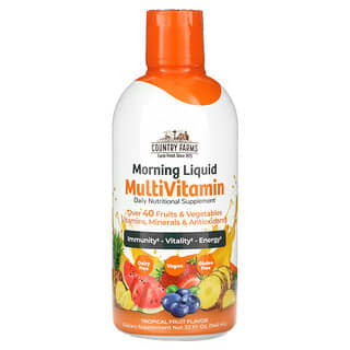 Country Farms, Multivitamines liquides du matin, Fruits tropicaux, 946 ml