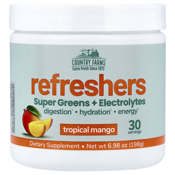 Refreshers, Super Greens + Electrolytes, Tropical Mango, 6.98 oz (198 g)