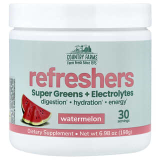 Country Farms, Refreshers, Super Greens + Electrolytes, Watermelon, 6.98 oz (198 g)