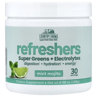 Country Farms, Refreshers, Super Greens + Electrolytes, Mint Mojito , 6.98 oz (198  g)