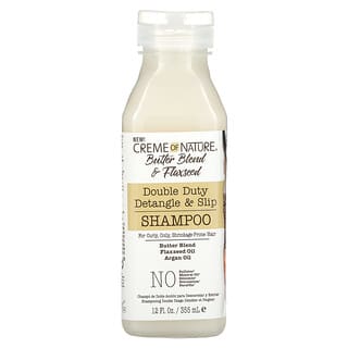 Creme Of Nature, Butter Blend & Flaxseed, Double Duty Detangle & Slip Shampoo, For Curly, Coily, Shrinkage-Prone Hair, 12 fl oz (355 ml)