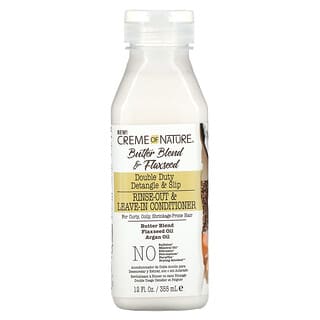 Creme Of Nature, Butter Blend & Flaxseed, Double Duty, Detangle & Slip Rinse-Out & Leave-In Conditioner, 12 fl oz (355 ml)