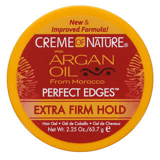 Creme Of Nature, Aceite de argán de Marruecos, Perfect Edges, Gel para el cabello de fijación extrafirme, 63,7 g (2,25 oz)