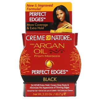 Creme Of Nature, Aceite de argán de Marruecos, Perfect Edges, Gel para el cabello teñido, Negro`` 63,7 g (2,25 oz)