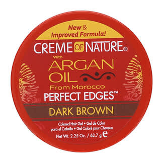 كريم أوف نيتشر‏, Perfect Edges, Colored Hair Gel With Argan Oil, Dark Brown, 2.25 oz (63.7 g)