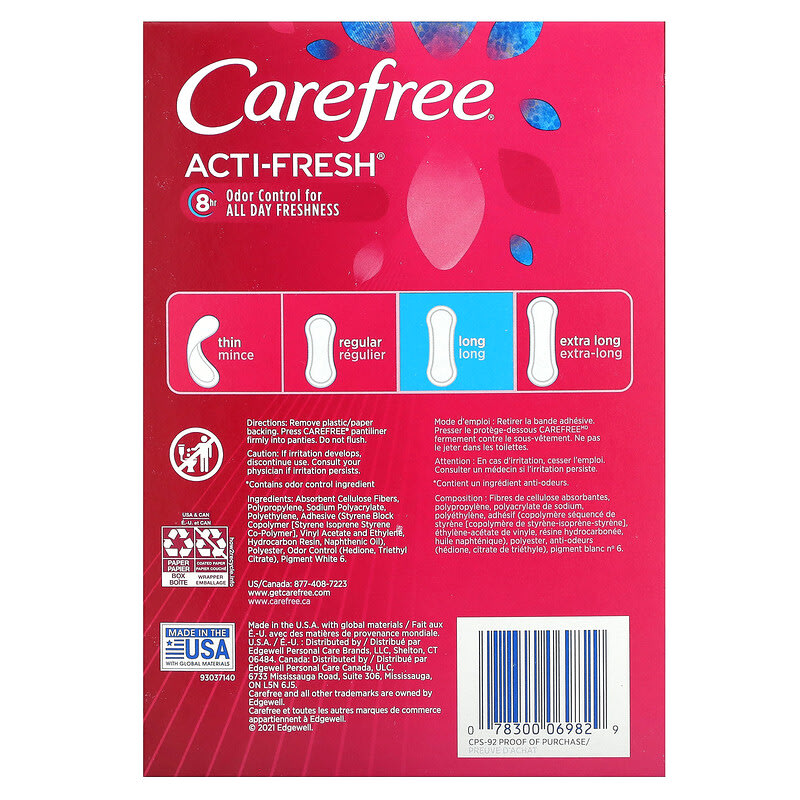 Carefree Acti-Fresh Thin Liners Unscented 60 Count - Voilà Online