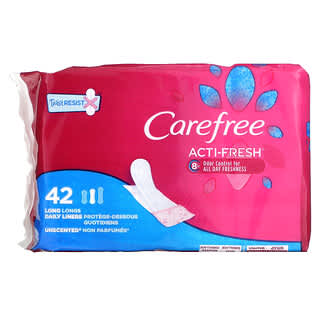 Carefree, Acti-Fresh, Liners Diários, Regular, Sem Perfume, 42 Liners