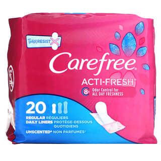 Carefree, Acti-Fresh, Frascos Diários, Regular, Sem Perfume, 20 Frascos
