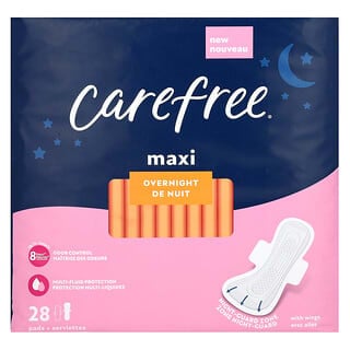 Carefree, Maxi, Overnight with Wings, 28 Pads