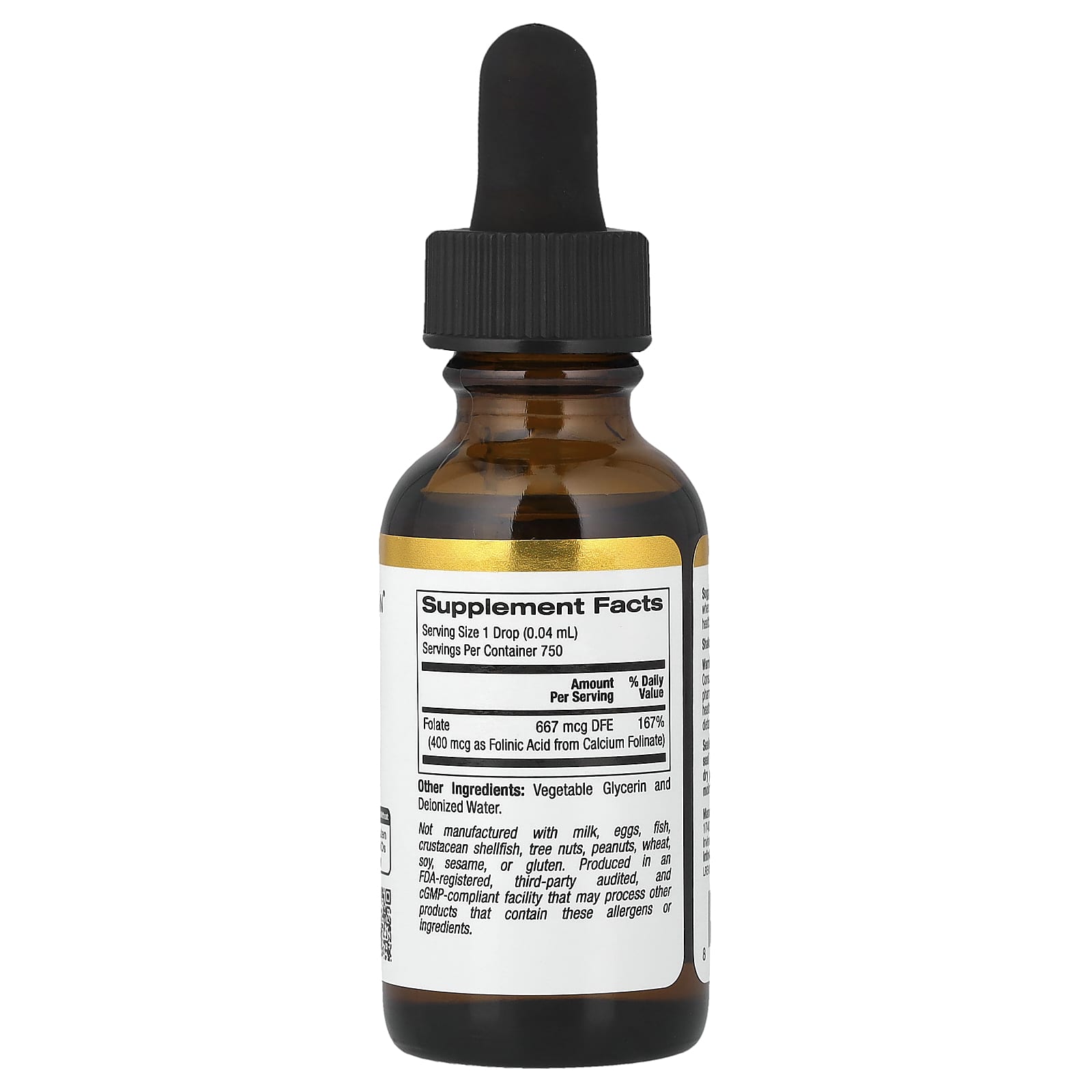 California Gold Nutrition, 葉酸，不含酒精，1 液量盎司（30 毫升）