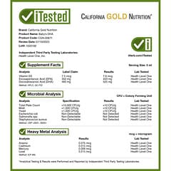 California Gold Nutrition, ベビー用DHA、ビタミンD3配合オメガ3、1,050mg、59ml（2液量オンス）