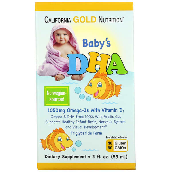 California Gold Nutrition, ベビー用DHA、ビタミンD3配合オメガ3、1,050mg、59ml（2液量オンス）