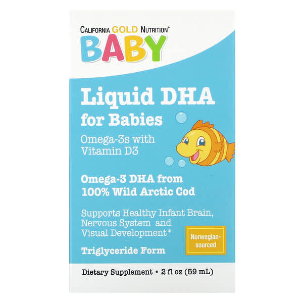 California Gold Nutrition, 嬰兒 DHA，含維生素 D3 和 EPA 的 Omega-3，1050 微克，2 液量盎司（59 毫升）