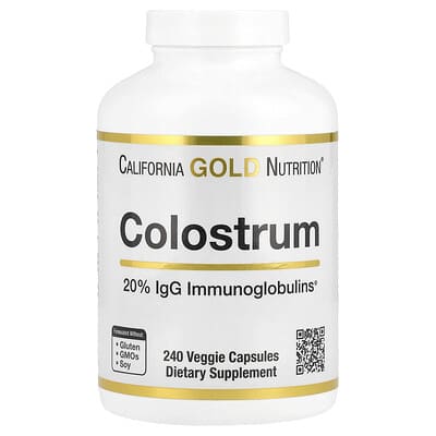 California Gold Nutrition, Colostrum with 20% IgG Immunoglobulins, 240 Veggie Capsules