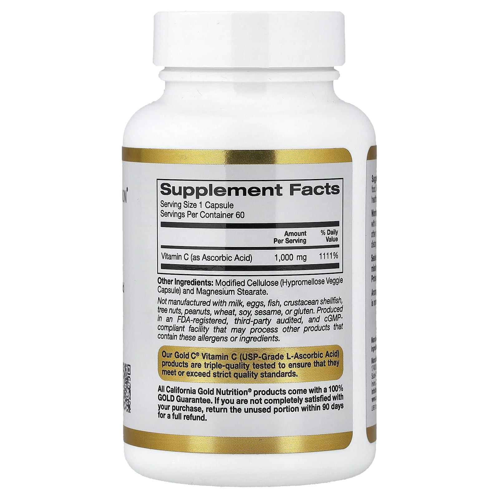 California Gold Nutrition, Gold C®，USP 級維他命 C，1,000 毫克，60 粒素食膠囊