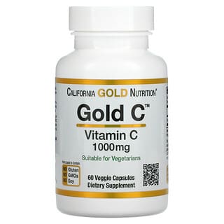 California Gold Nutrition, 金 C 粉，維生素 C，1,000 毫克，60 粒素食膠囊