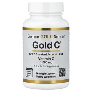 California Gold Nutrition, vitamina C Gold C®, 1000 mg, certificată de USP, 60 de capsule vegetale