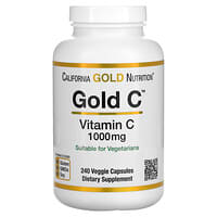 California Gold Nutrition, Gold C, Vitamina C, 1.000 mg, 240 Cápsulas Vegetais