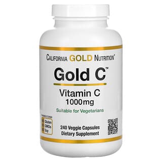 California Gold Nutrition, Gold C, Vitamin C in USP-Qualität, Nahrungsergänzungsmittel mit Vitamin C, 1.000 mg, 240 pflanzliche Kapseln
