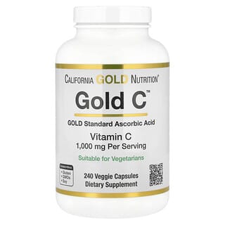 California Gold Nutrition, Gold C™, Vitamina C verificada por la Farmacopea de EE. UU. (USP), 1000 mg, 240 cápsulas vegetales