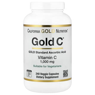 California Gold Nutrition, Gold C®, vitamín C třídy podle USP, 1 000 mg, 240 rostlinných kapslí